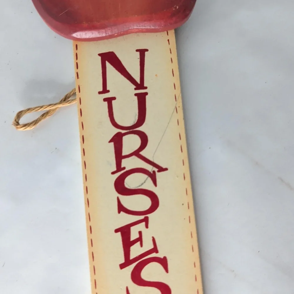 Wooden Nurses Pass Door Sign Red Apple Childrens Classroom School Hall Pass